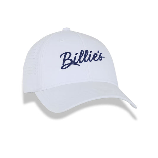 Brezo Performance Cap - White Centered Icon Navy Logo