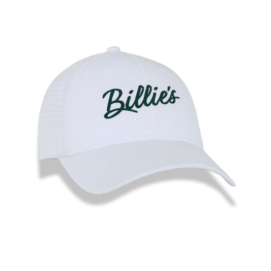 Brezo Performance Cap - White Centered Icon Navy Logo